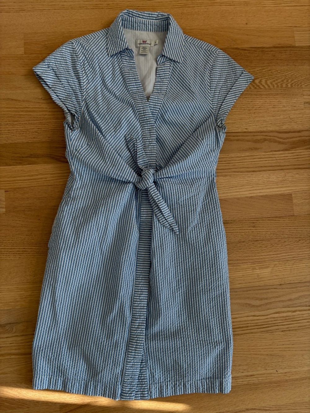 Vineyard Vines Blue and White Striped Tie-Front Mini Dress
